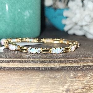 Gold and White Intricate Bracelet with Dainty Design 24k Over Sterling